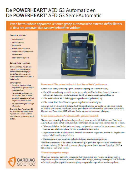 Brochure Cardiac Science Powerheart G3 vol-automaat AED