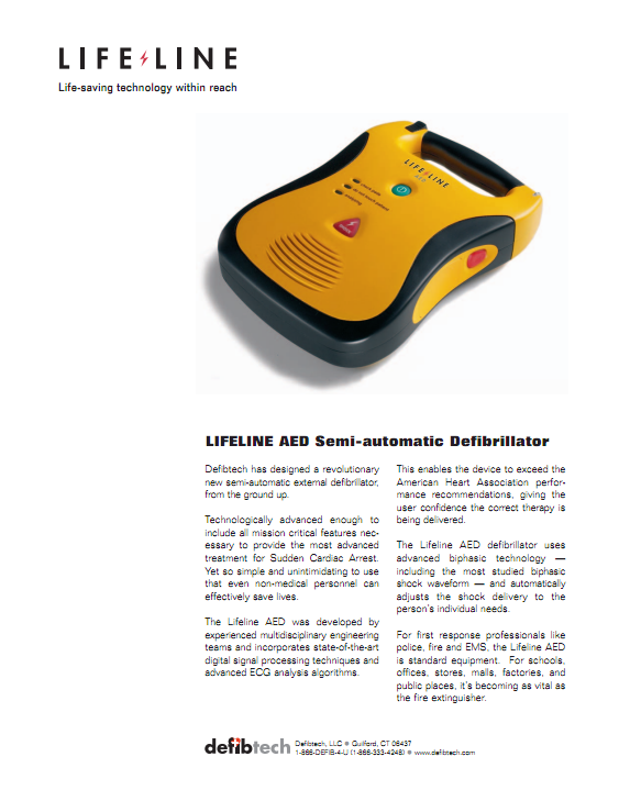 Brochure Defibtech Lifeline AED