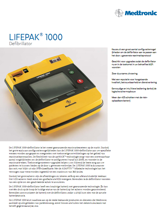 Brochure Medtronic Lifepak 1000 AED