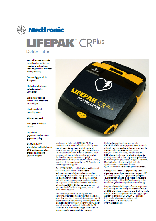 Brochure Medtronic Lifepak CR PLUS AUTO AED