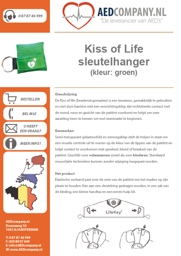 Kiss of Life sleutelhanger (kleur: groen) brochure