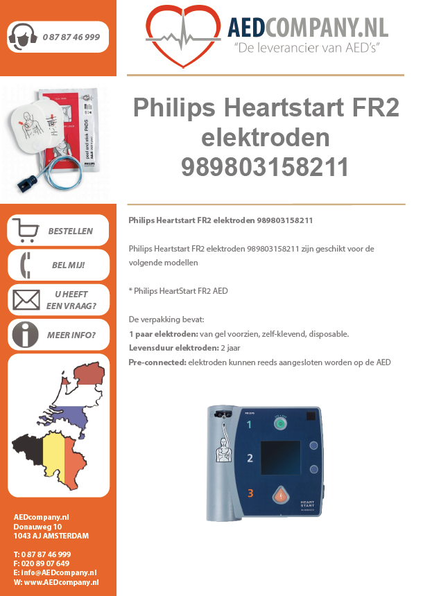 Philips Heartstart FR2 elektroden 989803158211 brochure