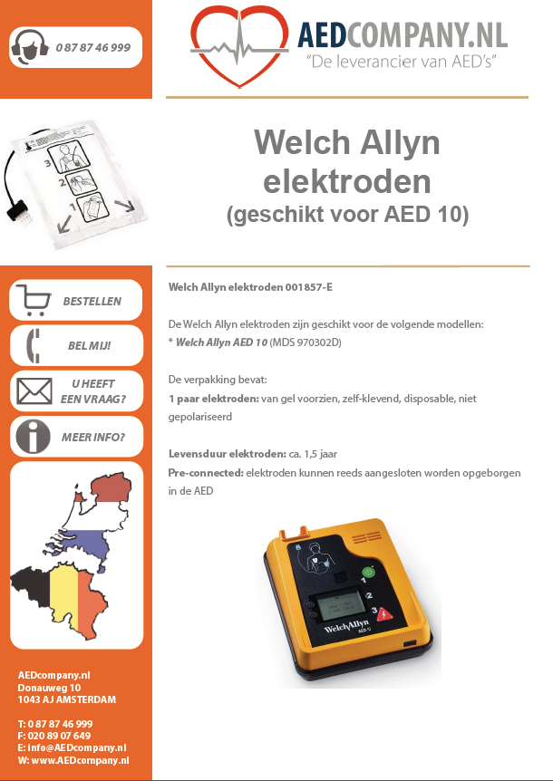 Welch Allyn elektroden pre-connected 001857-E brochure