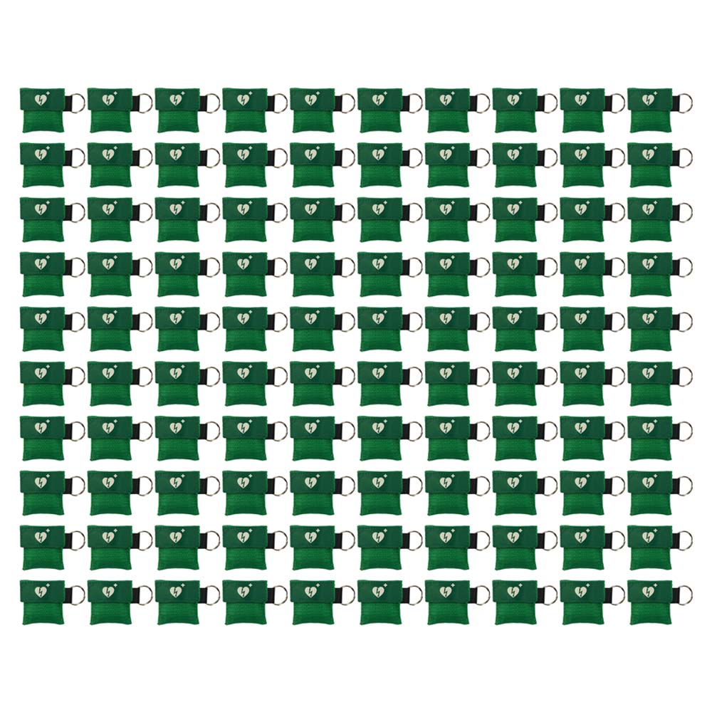 Kiss of life sleutelhanger beademingsmasker kleur groen aed ilcor logo 100 stuks