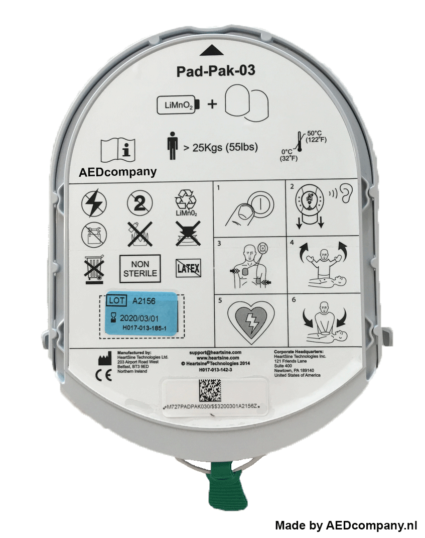 Vervaldatum HeartSine Samaritan Pad-Pak 2-in-1 (batterij en elektroden)