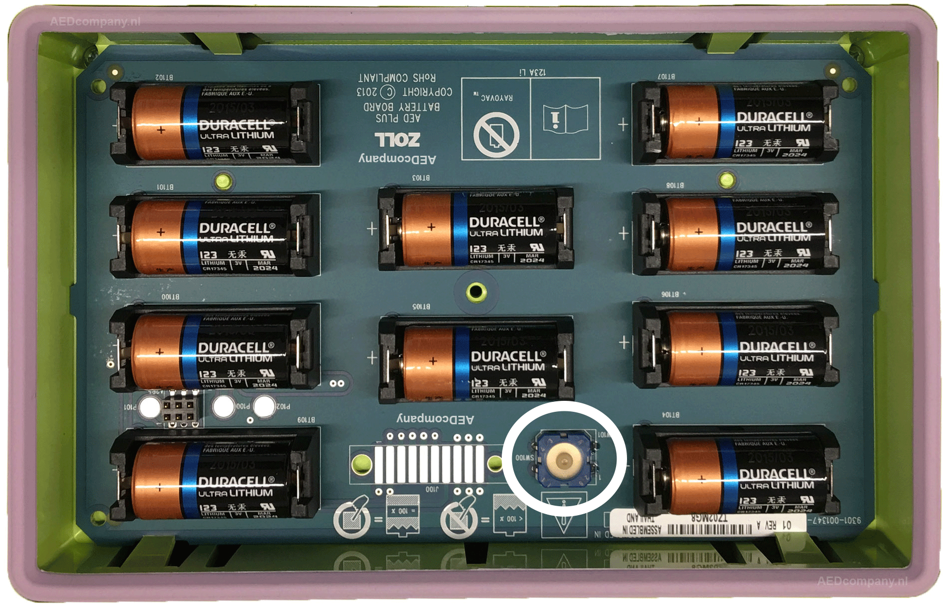 ZOLL AED PLUS  Photo Flash lithium-mangaandioxide batterijen van het type 123A DURACELL RESET-KNOP batterijen
