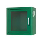 Universele AED wandkast indoor (kleur: groen) met ILCOR AED LOGO & ALARM