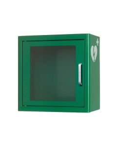 Universele AED wandkast kleur: groen UK1 met AED ILCOR logo dicht
