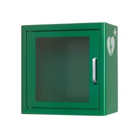 Universele AED wandkast kleur: groen UK1 met AED ILCOR logo dicht