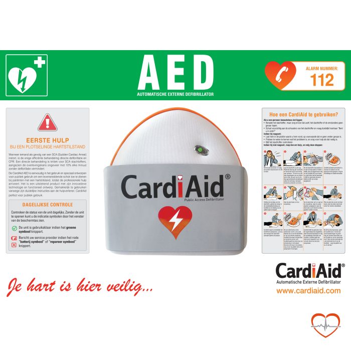 CardiAid AED | CardiAid wandhouder | CardiAid instructie bord CardiAid AED | CardiAid wandhouder | CardiAid instructie bord