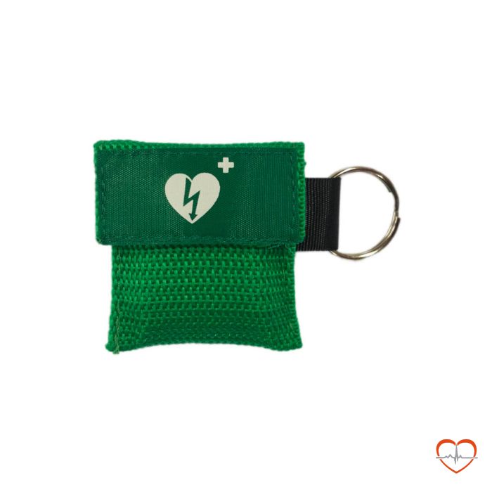 Kiss of Life sleutelhanger beademingsmasker groen aed ilcor logo Kiss of Life sleutelhanger beademingsmasker groen aed ilcor logo
