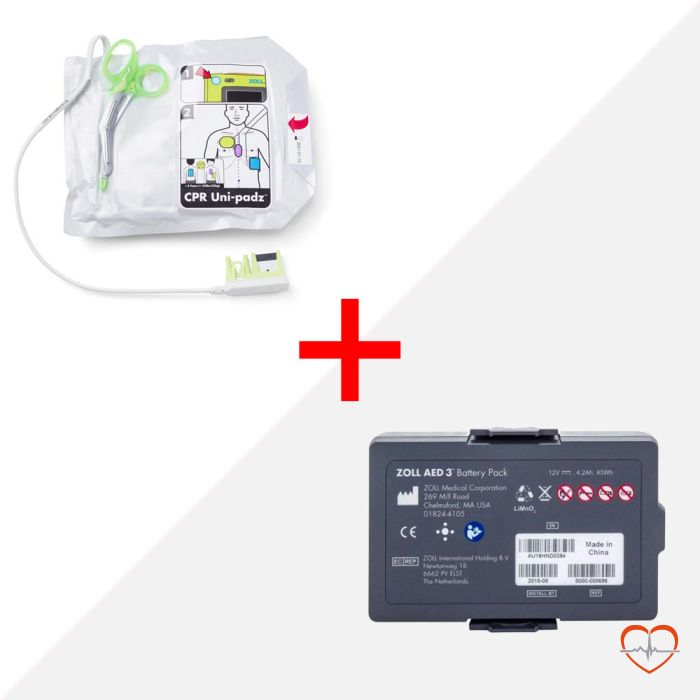 ZOLL AED 3 combideal – CPR Uni-Padz elektroden (REF 8900-000260) en batterij accu-pack (REF 8000-000696) ZOLL AED 3 combideal – CPR Uni-Padz elektroden (REF 8900-000260) en batterij accu-pack (REF 8000-000696)