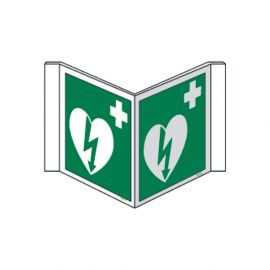 AED pictogram panoramisch bordje 20 X 20 cm polypropyleenbordje